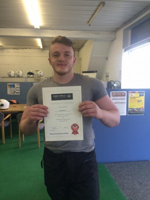 19-year old Jay proudly shows off his Inner Circle DAS course completion certificate after passing his A2 motorcycle tests so now he has a full bike licence! No wonder he looks chuffed!