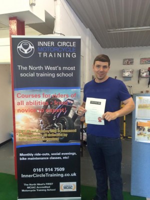 Superb double first for Bernard as he passed both his Direct Access module 1 and module 2 motorcycle tests first time.  He came all the way from Liverpool to train and take his tests with Inner Circle Training - I guess he'd say it was worth it! 