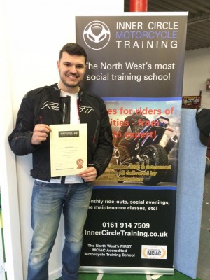 Nathan rightly smiling after obtaining his category A2 bike licence