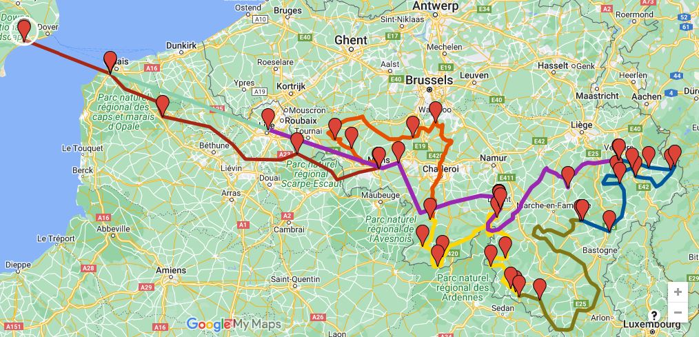 Map of Wallonia Tour Route